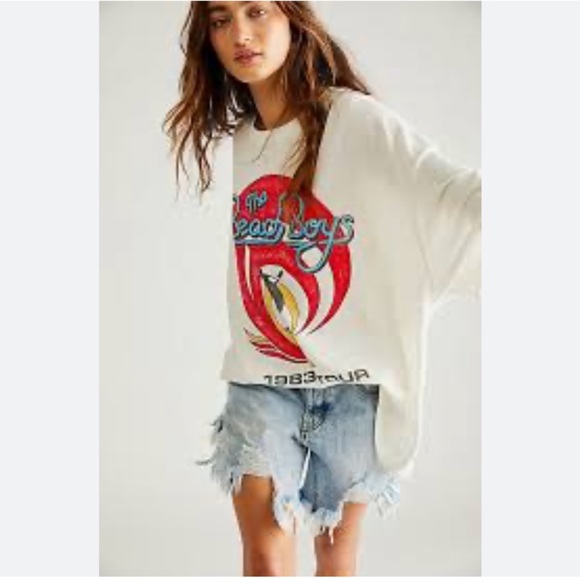 Free People Tops - BEACH BOYS 1883 TOUR OVERSIZED GRAPHIC T-SHIRT NWT ONE SIZE